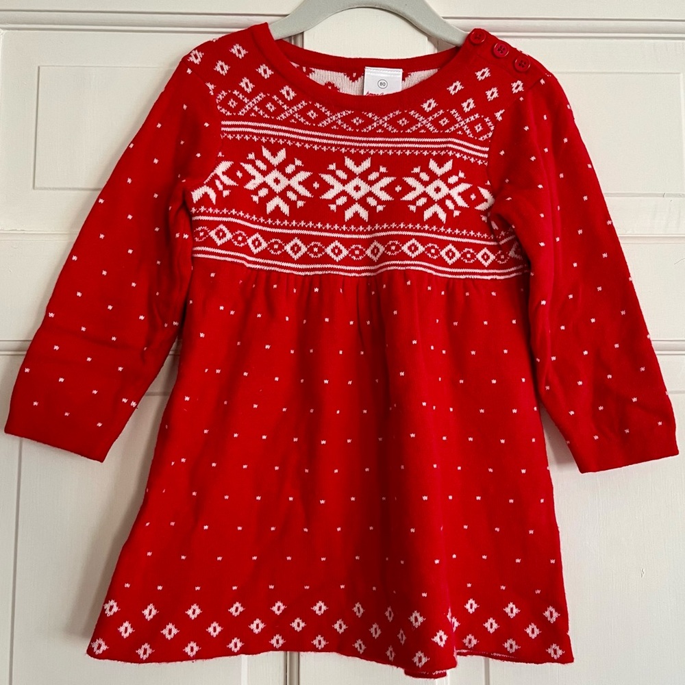 Hanna Andersson knit dress EUC Nordic pattern Perfect for the Holidays! 18-24m